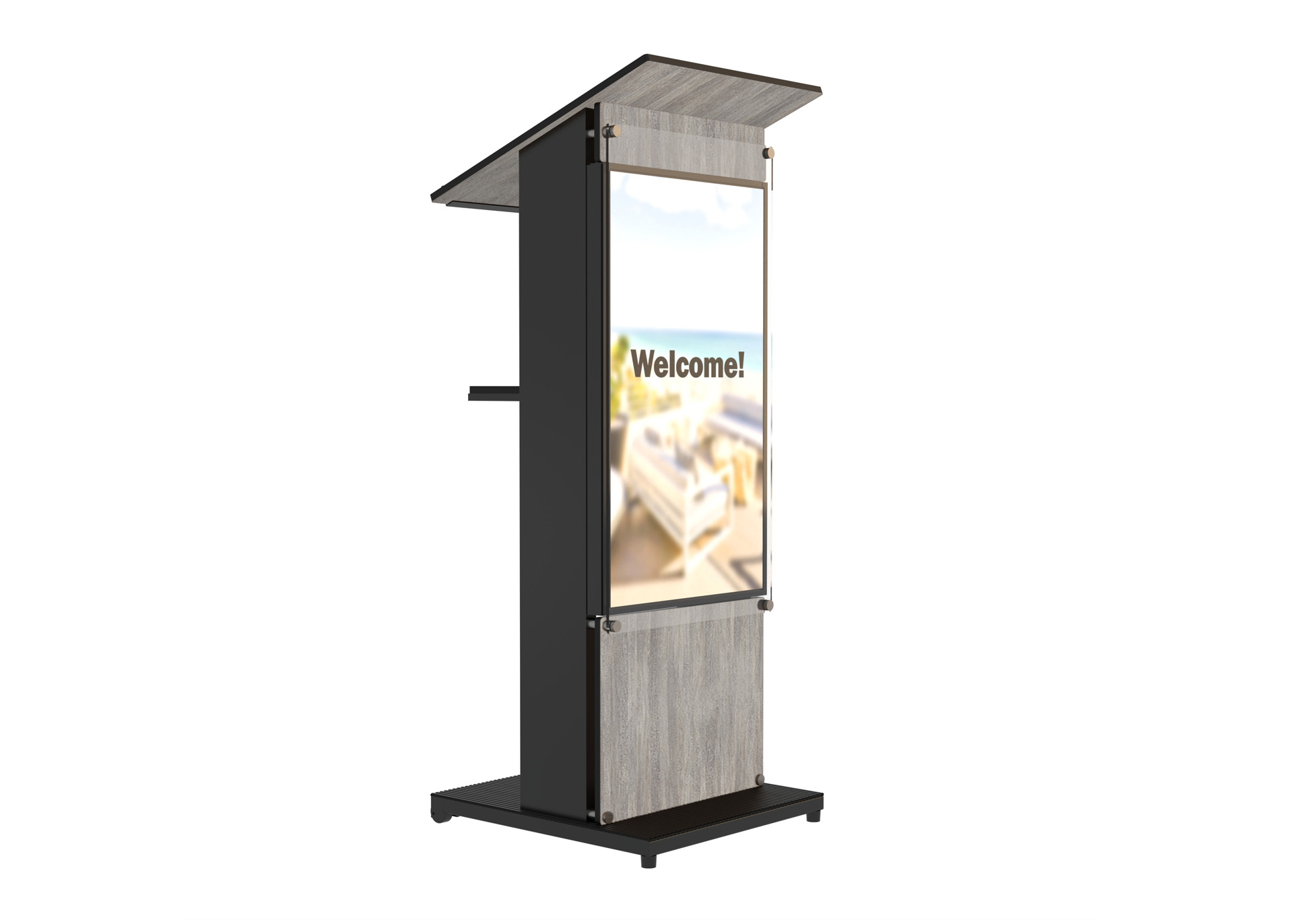 Media Podium Front View in Weathered Fiberwood Media Podium Front View in Weathered Fiberwood