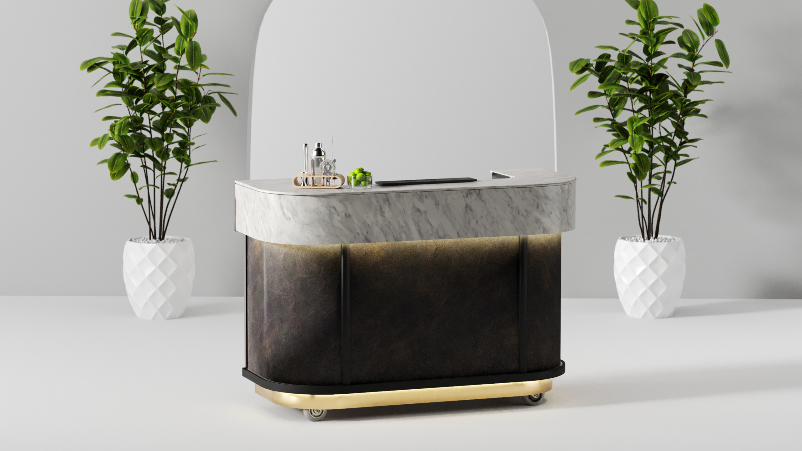 Luxe Front Bar – Italian Carrara – Antique Black Walrus Luxe Front Bar - Italian Carrara - Antique Black Walrus